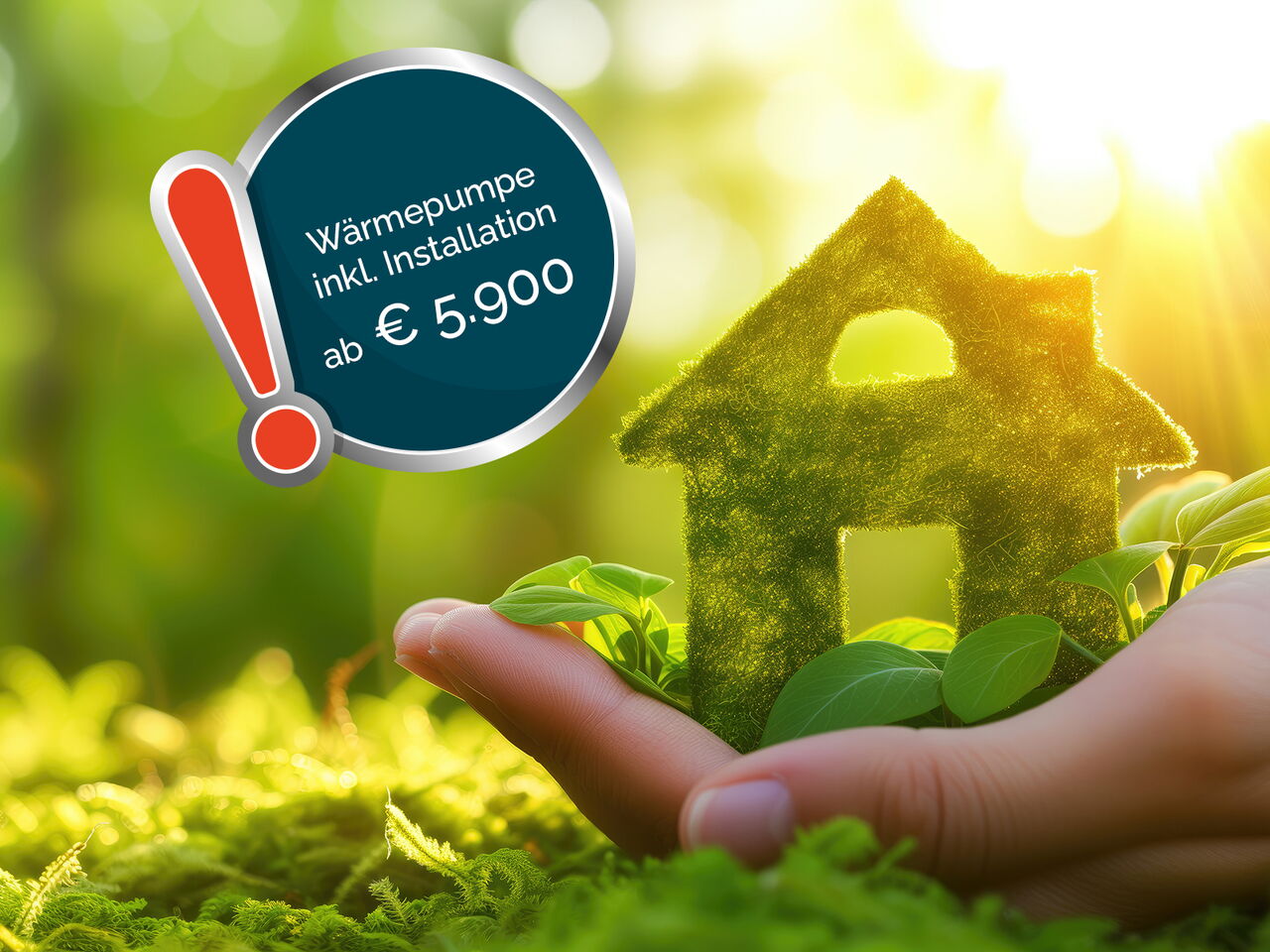 Grünes Haus mit Wärmepumpen-Angebot